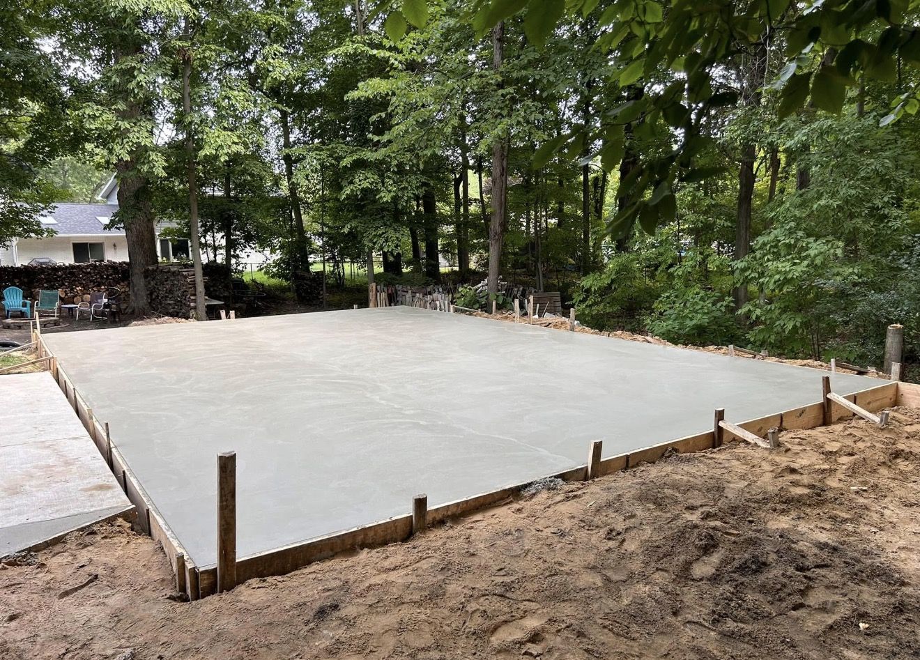 Garage and building slab foundation